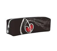 YWSOTRE Notes de Musique d'amour, Trousse à Crayons, étui à stylos, Sac à Crayons en Cuir Portable avec Pochette à cosmétiques à Fermeture éclair