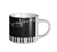 YWSOTRE Notes de musique noires pour piano,Tasse en céramique grande capacité, tasse à thé, tasse à café 450 ml