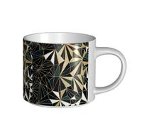 YWSOTRE Nouveau motif géométrique Art déco vert émeraude et or,Tasse en céramique grande capacité, tasse à thé, tasse à café 450 ml
