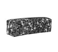 YWSOTRE Paillettes argentées Noires, Motif élégant Scintillant, Trousse à Crayons, étui à stylos, Sac à Crayons en Cuir Portable avec Pochette à cosmétiques à Fermeture éclair