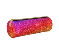 YWSOTRE Paillettes colorées, Trousse à Crayons Étui à Stylo cylindrique Sac à Crayons en Cuir Portable avec Sac à cosmétiques à Fermeture éclair