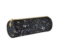 YWSOTRE Paillettes imprimées Galaxie, Pas de Vraies Paillettes., Trousse à Crayons Étui à Stylo cylindrique Sac à Crayons en Cuir Portable avec Sac à cosmétiques à Fermeture éclair