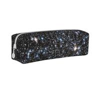 YWSOTRE Paillettes imprimées Galaxie, Pas de Vraies Paillettes., Trousse à Crayons, étui à stylos, Sac à Crayons en Cuir Portable avec Pochette à cosmétiques à Fermeture éclair