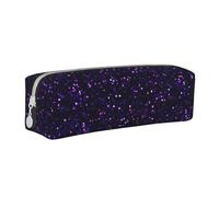 YWSOTRE Paillettes Violet améthyste foncé, Trousse à Crayons, étui à stylos, Sac à Crayons en Cuir Portable avec Pochette à cosmétiques à Fermeture éclair