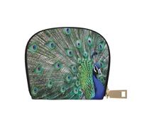 YWSOTRE Paon affichant des Plumes, des Ailes Ouvertes, Sac à Cartes en Cuir PU, Portefeuille Porte-Cartes de crédit, étui à Cartes