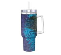 YWSOTRE Paon violet et bleu sarcelle,Bouteille d'eau en acier inoxydable avec poignée Ice Bully Cup 40 oz