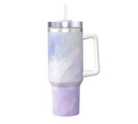 YWSOTRE Pastel liquide violet marbré,Bouteille d'eau en acier inoxydable avec poignée Ice Bully Cup 40 oz