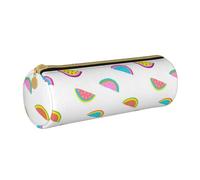 YWSOTRE Pastèque colorée drôle, Trousse à Crayons Étui à Stylo cylindrique Sac à Crayons en Cuir Portable avec Sac à cosmétiques à Fermeture éclair