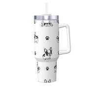 YWSOTRE Patte de bouledogue français,Bouteille d'eau en acier inoxydable avec poignée Ice Bully Cup 40 oz