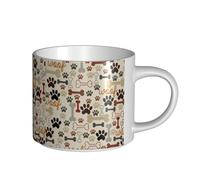 YWSOTRE Pattes et os de chien,Tasse en céramique grande capacité, tasse à thé, tasse à café 450 ml