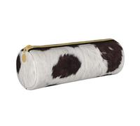 YWSOTRE Peau De Vache Abstrait Afrique Animal Noir, Trousse à Crayons Étui à Stylo cylindrique Sac à Crayons en Cuir Portable avec Sac à cosmétiques à Fermeture éclair