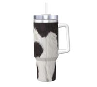 YWSOTRE Peau de vache abstraite Afrique Animal Noir,Bouteille d'eau en acier inoxydable avec poignée Ice Bully Cup 40 oz
