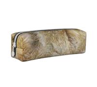 YWSOTRE Peluche imprimé Fausse Fourrure Marron Naturel, Trousse à Crayons, étui à stylos, Sac à Crayons en Cuir Portable avec Pochette à cosmétiques à Fermeture éclair