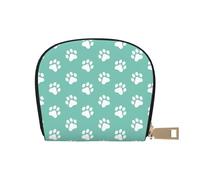 YWSOTRE Petites Empreintes de Pattes de Chien sur Bleu, Sac à Cartes en Cuir PU, Portefeuille Porte-Cartes de crédit, étui à Cartes