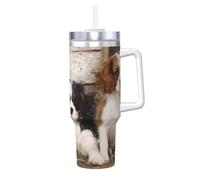 YWSOTRE Petits chiots Cavalier King Charles Spaniel,Bouteille d'eau en acier inoxydable avec poignée Ice Bully Cup 40 oz