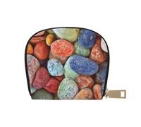 YWSOTRE Pierres colorées imprimées, Sac à Cartes en Cuir PU, Portefeuille Porte-Cartes de crédit, étui à Cartes
