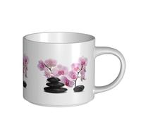 YWSOTRE Pierres et orchidée rose,Tasse en céramique grande capacité, tasse à thé, tasse à café 450 ml