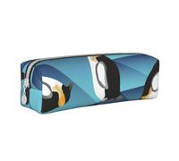 YWSOTRE Pingouin polygone Abstrait, Trousse à Crayons, étui à stylos, Sac à Crayons en Cuir Portable avec Pochette à cosmétiques à Fermeture éclair