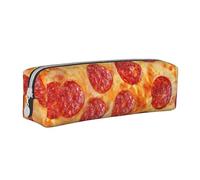 YWSOTRE Pizza au Pepperoni modèle 3D, Trousse à Crayons, étui à stylos, Sac à Crayons en Cuir Portable avec Pochette à cosmétiques à Fermeture éclair
