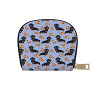 YWSOTRE Pizza Nourriture Teckel Chien Mignon, Sac à Cartes en Cuir PU, Portefeuille Porte-Cartes de crédit, étui à Cartes