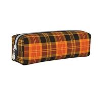 YWSOTRE Plaid Tartan d'halloween, Trousse à Crayons, étui à stylos, Sac à Crayons en Cuir Portable avec Pochette à cosmétiques à Fermeture éclair