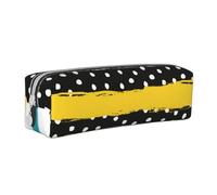 YWSOTRE Points rayés, Trousse à Crayons, étui à stylos, Sac à Crayons en Cuir Portable avec Pochette à cosmétiques à Fermeture éclair