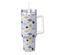 YWSOTRE Poisson et raie de dessin animé,Bouteille d'eau en acier inoxydable avec poignée Ice Bully Cup 40 oz