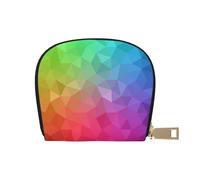 YWSOTRE Polygonal Multicolore constitué de Triangles Arc-en-Ciel, Sac à Cartes en Cuir PU, Portefeuille Porte-Cartes de crédit, étui à Cartes