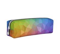 YWSOTRE Polygonal Multicolore constitué de Triangles Arc-en-Ciel, Trousse à Crayons, étui à stylos, Sac à Crayons en Cuir Portable avec Pochette à cosmétiques à Fermeture éclair