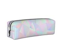 YWSOTRE Polygonale holographique irisée Abstraite, Trousse à Crayons, étui à stylos, Sac à Crayons en Cuir Portable avec Pochette à cosmétiques à Fermeture éclair