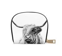YWSOTRE Portrait d'une Vache Highland, Sac à Cartes en Cuir PU, Portefeuille Porte-Cartes de crédit, étui à Cartes