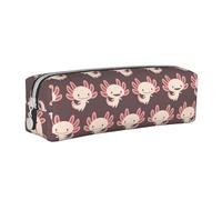 YWSOTRE Pouvoir Axolotl Mignon, Trousse à Crayons, étui à stylos, Sac à Crayons en Cuir Portable avec Pochette à cosmétiques à Fermeture éclair