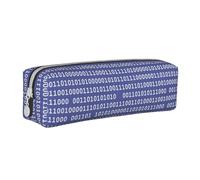YWSOTRE Programmeur Code Informatique Binaire Violet, Trousse à Crayons, étui à stylos, Sac à Crayons en Cuir Portable avec Pochette à cosmétiques à Fermeture éclair
