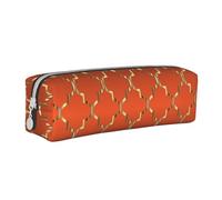 YWSOTRE Quatrefoil d'or sur Orange Brûlé, Trousse à Crayons, étui à stylos, Sac à Crayons en Cuir Portable avec Pochette à cosmétiques à Fermeture éclair