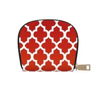 YWSOTRE Quatrefoil Rouge Foncé Et Blanc, Sac à Cartes en Cuir PU, Portefeuille Porte-Cartes de crédit, étui à Cartes