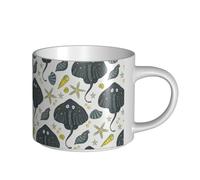 YWSOTRE Raie pastenague de la vie marine,Tasse en céramique grande capacité, tasse à thé, tasse à café 450 ml