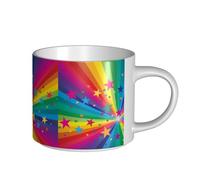 YWSOTRE Rayons de confettis arc-en-ciel et étoiles,Tasse en céramique grande capacité, tasse à thé, tasse à café 450 ml