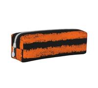 YWSOTRE Rayure Noire Orange, Trousse à Crayons, étui à stylos, Sac à Crayons en Cuir Portable avec Pochette à cosmétiques à Fermeture éclair
