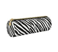 YWSOTRE Rayure Zèbre Naturel, Trousse à Crayons Étui à Stylo cylindrique Sac à Crayons en Cuir Portable avec Sac à cosmétiques à Fermeture éclair
