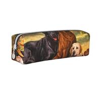 YWSOTRE Remerciement du Chien Golden Retriever du Laboratoire du Labrador d'automne, Trousse à Crayons, étui à stylos, Sac à Crayons en Cuir Portable avec Pochette à cosmétiques à Fermeture éclair