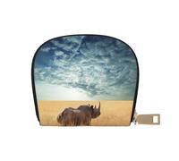 YWSOTRE Rhino Rhinocéros, Sac à Cartes en Cuir PU, Portefeuille Porte-Cartes de crédit, étui à Cartes