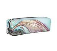YWSOTRE Roche de géode d'agate Arc-en-Ciel, Trousse à Crayons, étui à stylos, Sac à Crayons en Cuir Portable avec Pochette à cosmétiques à Fermeture éclair