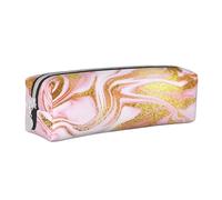 YWSOTRE Rose Scintillant doré, Trousse à Crayons, étui à stylos, Sac à Crayons en Cuir Portable avec Pochette à cosmétiques à Fermeture éclair