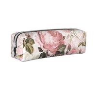 YWSOTRE Roses Roses sépia Vintage Shabby Chic, Trousse à Crayons, étui à stylos, Sac à Crayons en Cuir Portable avec Pochette à cosmétiques à Fermeture éclair