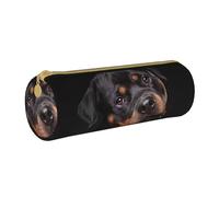 YWSOTRE Rottweiler - Aimer, confiant et fidèle, Trousse à Crayons Étui à Stylo cylindrique Sac à Crayons en Cuir Portable avec Sac à cosmétiques à Fermeture éclair