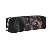 YWSOTRE Rottweiler - Aimer, confiant et fidèle, Trousse à Crayons, étui à stylos, Sac à Crayons en Cuir Portable avec Pochette à cosmétiques à Fermeture éclair