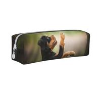 YWSOTRE Rottweiler Animaux Chiot Chiens Bokeh, Trousse à Crayons, étui à stylos, Sac à Crayons en Cuir Portable avec Pochette à cosmétiques à Fermeture éclair