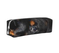 YWSOTRE Rottweiler Puppy Animaux Petits Chiens Rottweiler, Trousse à Crayons, étui à stylos, Sac à Crayons en Cuir Portable avec Pochette à cosmétiques à Fermeture éclair