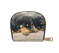 YWSOTRE Rottweiler Sleeping Dogs Animaux Chiots Petit, Sac à Cartes en Cuir PU, Portefeuille Porte-Cartes de crédit, étui à Cartes