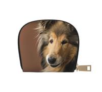 YWSOTRE Rough Collie Lassie Chiens Gros Chiens Moelleux Animaux de Compagnie, Sac à Cartes en Cuir PU, Portefeuille Porte-Cartes de crédit, étui à Cartes